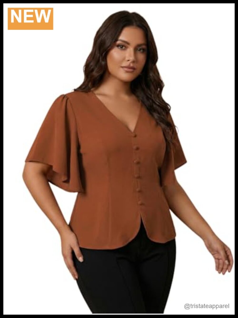 Plus Size Ruffle Short Sleeve V Neck Blouse Summer